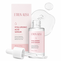 Sérum à l'acide hyaluronique ETRUN ALISA en marque propre pour le visage, hydrate en profondeur pour estomper les ridules, booste l'hydratation de la peau