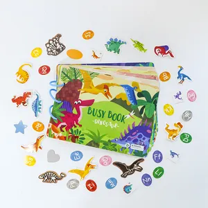 Dinosaur theme teach math game cardboard quiet book early educational toy kids learning montessori busy book