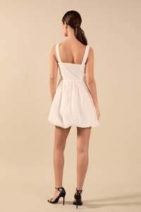 Personalizzato di alta qualità con collo quadrato senza maniche palloncino bianco Mini corto produttore di abbigliamento abbigliamento basso Moq vestito Casual da donna - Product Image 5