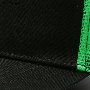 Gorra Trucker Estructurada de 5 Paneles con Logotipo Personalizado, Venta al por Mayor, Parche Tejido, Parte Trasera de Malla, Gorra Verde Neón en Contraste, Fabricante - Product Image 3