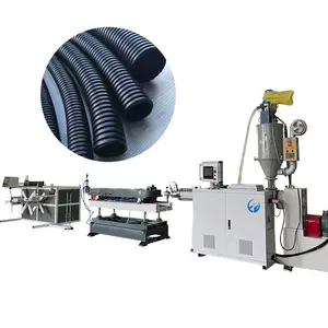 Fabricante de productos en China, máquina de plástico Pe/PP/PVC, extrusora de tornillo de tubo de conducto corrugado de pared simple de alta velocidad para exportación