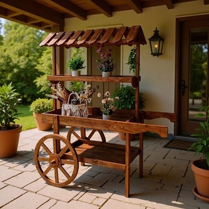 Carrito de Flores Grande, Soporte para Flores, Estante de Almacenamiento, Decoración para Floristería, Exhibición para Villa, Carrito Móvil para Interiores y Exteriores, Estilo Pastoral - Product Image 3