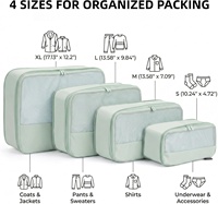Lot de 4 cubes de compression légers pour voyages, organisateurs de bagages avec maille respirante et double fermeture éclair pour bagages à main et valises