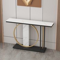Table de console murale de luxe léger pour hall d'entrée, style italien, avec armoire en marbre