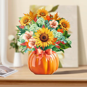 Carte pop-up 3D florale colorée d'usine, bouquet de œillets fait main, carte de vœux pour maman, pour la fête des mères, les anniversaires - Product Image 1