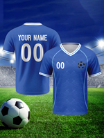 Maillot de football personnalisé avec logo OEM, design de club, unisexe, col en V, polyester, impression par transfert thermique, séchage rapide