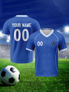 <span class=keywords><strong>Maillot</strong></span> de football personnalisé avec logo OEM, design de club, unisexe, col en V, polyester, impression par transfert thermique, séchage rapide - Product Image 6