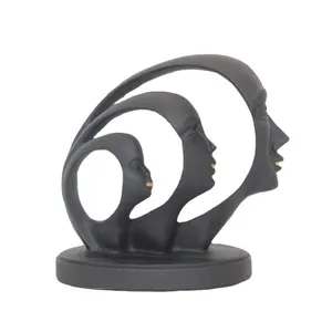 Customized resin family figures statue abstract face sculpture home decoration