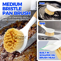 Brosse à vaisselle avec logo personnalisé, poils résistants, manche en bambou, brosse à récurer pour la cuisine, pour éliminer les taches d'huile, nettoyer les casseroles, laver la vaisselle