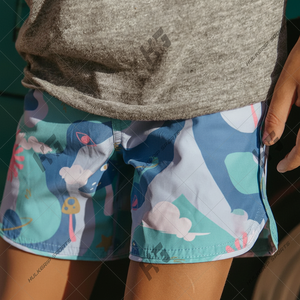 Vente en gros de shorts de bain décontractés et écologiques à séchage rapide pour hommes, taille moyenne, taille élastique, shorts de bain solides en lin/coton - Product Image 1