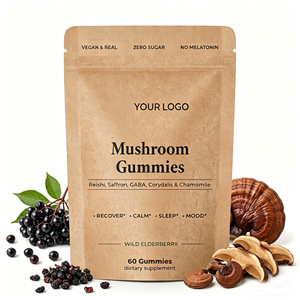 Gummies aux champignons sans sucre, 60 unités, Reishi, Corydalis, Safran, <span class=keywords><strong>Passiflore</strong></span>, GABA, Camomille, Sommeil, Relaxation, Métabolisme - Product Image 2