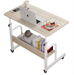 Bureau en bois multifonctionnel, polyvalent, pratique, durable, moderne, mobile, réglable en hauteur avec étagère de rangement pour usage domestique - Product Image 6