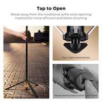 Trépied K&F Concept 71'' avec suivi automatique du visage 360° °   Bâton de selfie rotatif avec 2 éclairages d'appoint et télécommande gestuelle pour le vlogging