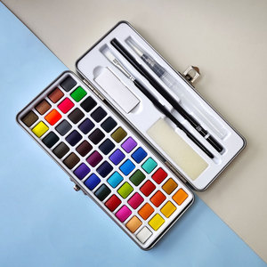 GF – peinture à l'<span class=keywords><strong>aquarelle</strong></span> pour <span class=keywords><strong>débutant</strong></span>, dessin, 48 couleurs unies vives, ensemble de peinture à l'<span class=keywords><strong>aquarelle</strong></span> métallique pour fournitures d'art - Product Image 1