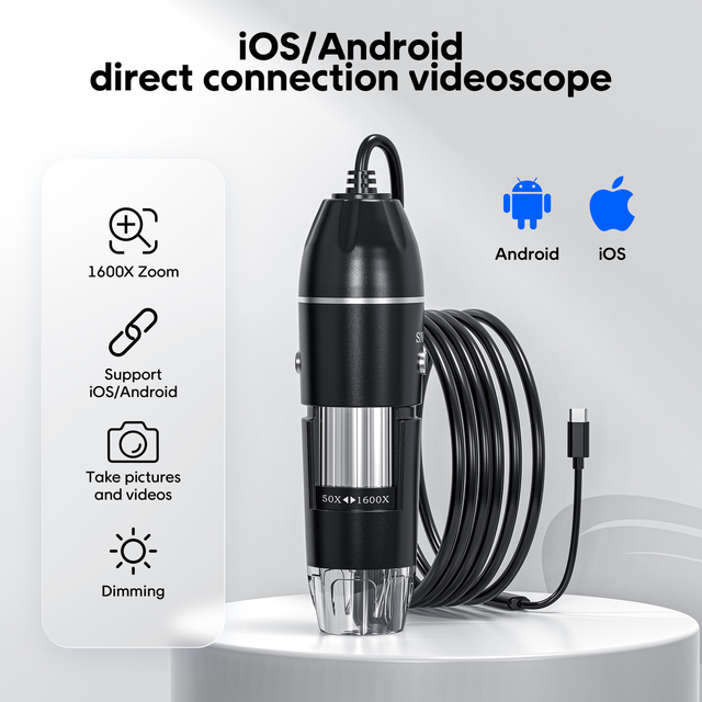OEM Digital Usb Microscope 1600x Magnification Mini Handheld Inspection Camera Skin Magnifier Led Light for Kids Adults Students