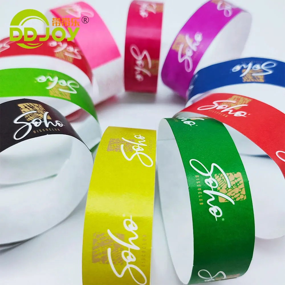 Pulsera de códigos QR para fiesta de eventos, brazalete de papel desechable personalizado, impermeable, barata, fabricante