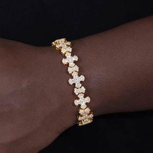 Neuer Trend: 12 mm breites Gliederarmband mit Kreuz aus 925er Sterlingsilber, Iced Out mit VVS-Moissanit in Pavé-Fassung, für Herren im Hip-Hop-Stil - Product Image 5