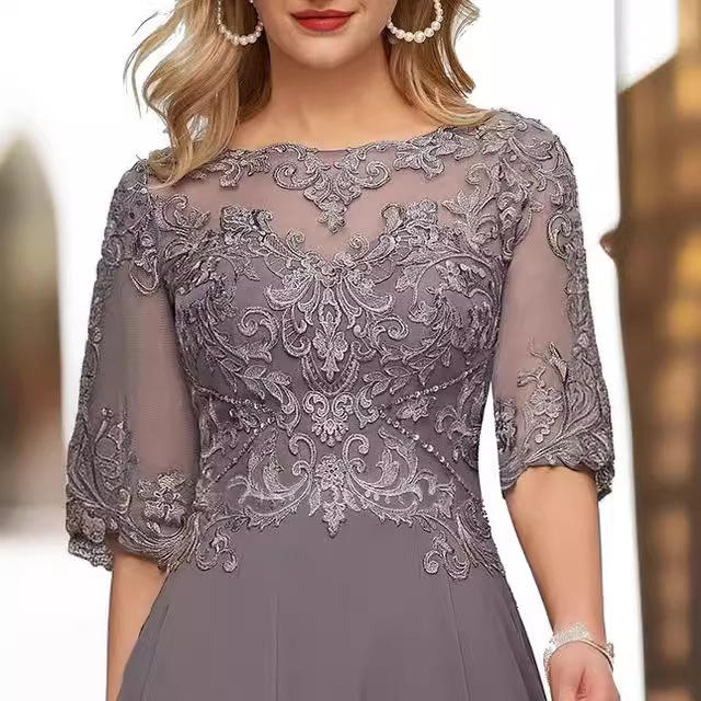 gown gray long for godmother wedding