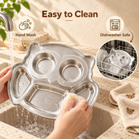 Plateau repas pour enfants en acier inoxydable, forme hibou, ours, avion, avec compartiments, pour bébés et tout-petits, directement de l'usine