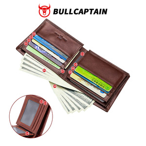 BULLCAPTAIN Men's Short <b>Wallet</b> Business Simple Fashion Soft Leather Youth Man <b>Wallet</b> RFID Genuine Cowhide Leather card <b>Holder</b> - Product Image 5