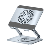 Support rotatif réglable à 360 degrés pour ordinateur portable Ventilateurs USB intégrés Support pliable pour ordinateur portable Construction métallique Nouveau produit