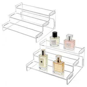 Support d'affichage en acrylique transparent écologique détachable à deux niveaux pour cosmétiques, parfums, desserts, boîtes mystères et figurines - Product Image 1