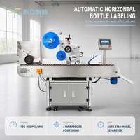 Machine d'étiquetage automatique horizontale pour ampoules, flacons et petits cylindres ronds, avec trémie et roue d'alimentation