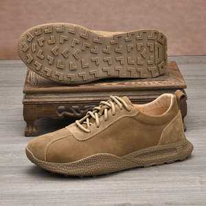 Men's Spring Autumn Genuine Cow Leather <b>Round</b> <b>Toe</b> Walking Shoes Rubber Outsole Breathable Low <b>Heel</b> Casual Comfortable Sneakers - Product Image 2