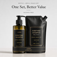 Shampooing Purifiant et Kit de Recharges Sans Sulfate au Cèdre, Bergamote et Menthe pour Cuir Chevelu Gras