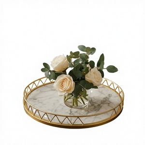 Durable Marble Pattern Light Luxury Retro Party Tray Household Use Simple Snack Dried Fruit Plate <b>Small</b> Dry Tea <b>Table</b> Desktop - Product Image 2