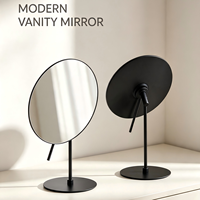 Miroir de maquillage rond noir mat, directement de l'usine, 90 cm °   Miroir cosmétique sur pied de style Ins, à angle réglable, qualité supérieure, OEM/ODM acceptés