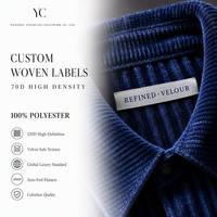 Étiquettes tissées personnalisées de luxe avec logo métallique, étiquettes de col en damassé haute définition 70D pour chaussures et vêtements, faible MOQ