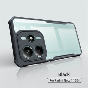 Alta calidad 4 esquinas anticaída negro TPU parachoques claro acrílico duro transparente contraportada funda <span class=keywords><strong>de</strong></span> teléfono para Redmi Note 14 5G - Product Image 2