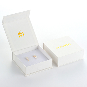 GLAMPKG Magnetic Foldable White Jewelry <b>Gift</b> Paper <b>Box</b> Ring <b>Earrings</b> Necklace Cardboard Jewelry Packaging <b>Box</b> - Product Image 6