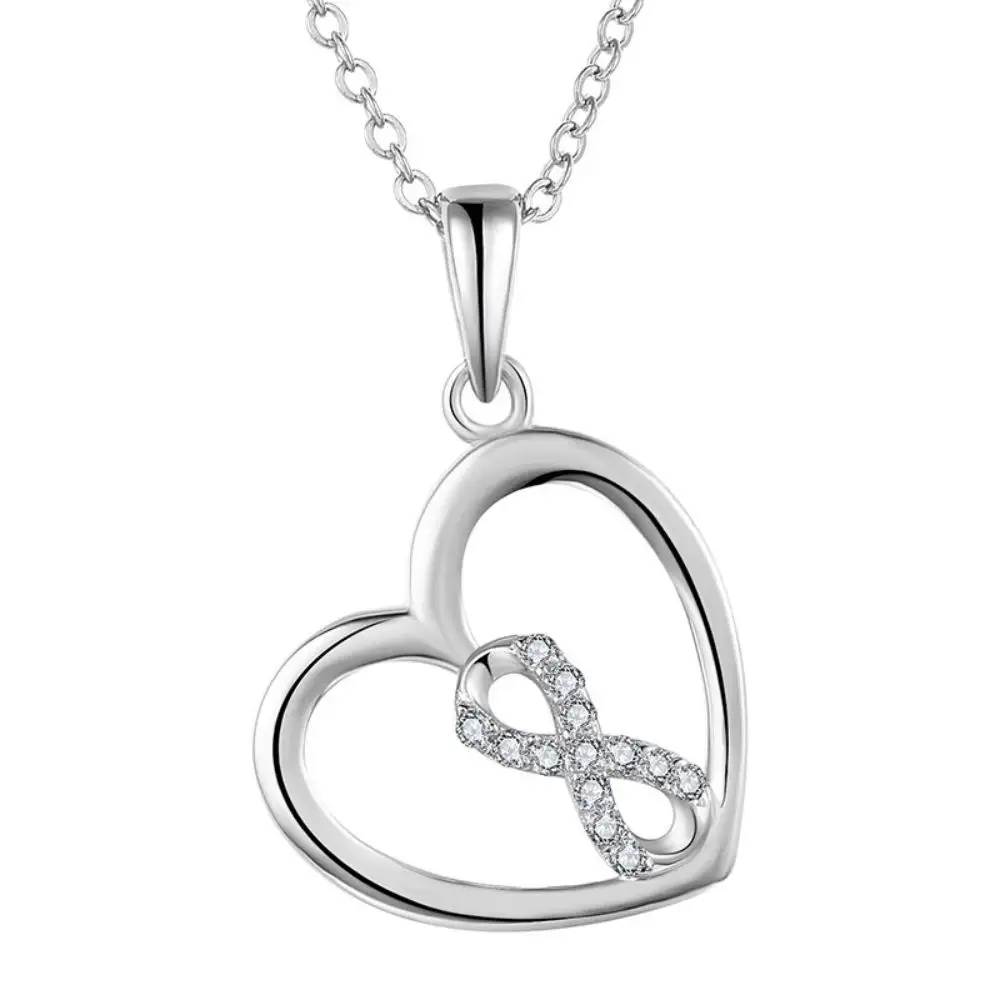 Bestseller Heart Design Micro Zircon Charm 925 Sterling Silver Pendant Necklace Fashion Jewelry With Rhodium Plating