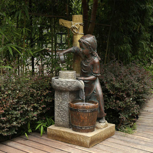 Decorative Fairy Garden Water <strong>Fountain</strong> with <strong>Cherub</strong> and Flower Basin Outdoor Resin Sculpture for Backyard Patio and Garden Decor - Product Image 4