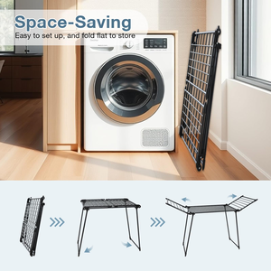 Space-Saving Free-Standing Airer Indoor Use Metal <b>Laundry</b> Drying Rack Foldable <b>Laundry</b> Drying Rack for Air Drying Clothing - Product Image 5