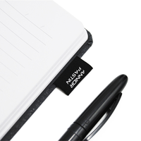 Carnet de notes ligné A5 en cuir PU noir avec stylo, cadeau promotionnel pas cher, logo personnalisé