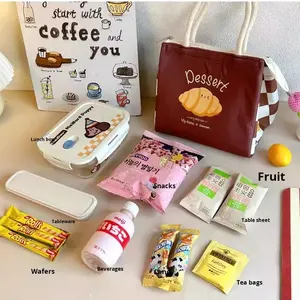 Lonchera Térmica de Poliéster con Diseño de Dibujos Animados, Cierre de Cremallera, Apta <span class=keywords><strong>para</strong></span> Alimentos, <span class=keywords><strong>para</strong></span> Trabajadores de Oficina, Mujeres, <span class=keywords><strong>Desayuno</strong></span> y Viajes - Product Image 3