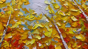 Dipinto Paesaggistico Autunnale su Tela, Foresta di Betulla Dipinta a Mano con Luce Solare, Arte Murale Acrilica per Casa - Product Image 3