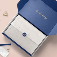 Boîte Cadeau Pliante Personnalisée en Carton Ondulé, Boîte d'Expédition Postale avec Logo pour Autocollant Textile + Sac en Papier + Papier de Soie + Carte Cadeau