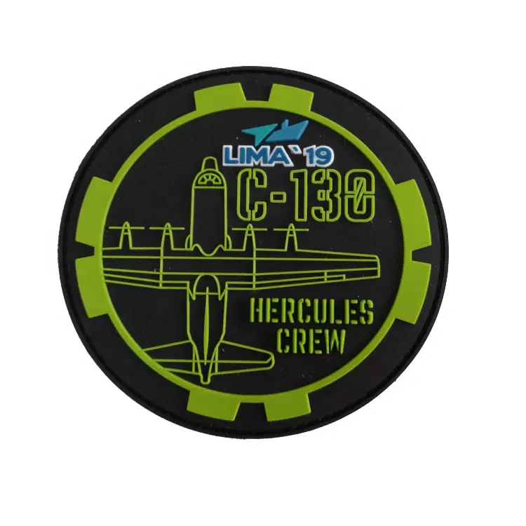 Crew Uniform Badge Logo Gummi patches Patch 3D Angepasst mit Klett verschluss Nähen Sie auf weichem PVC Geprägt Kostenlos auf Lager Gummi unterstützung