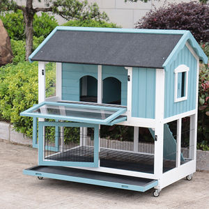 Cage à lapin en bois à motif solide, maison pour lapin, toit imperméable écologique, plateau en métal, utilisation en extérieur - Product Image 2