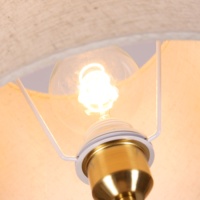 Lampe de table en céramique moderne de l'usine de Zhongshan avec base dorée et abat-jour en lin pour hall d'hôtel et décoration de maison de luxe, lampe de bureau