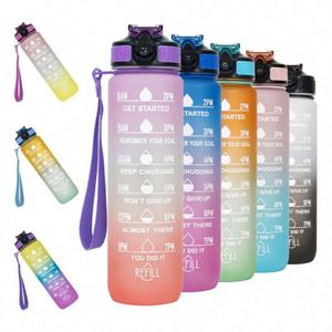 Bouteille d'eau de sport et de fitness personnalisée avec logo, 900 ml, en plastique, avec marqueur de temps, pour la motivation - Product Image 6
