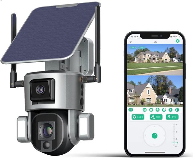 8MP 4G Wifi Security System 4k Full Hd Ip Ptz Wireless 4g Lte Surveillance Y5 Dual Lens Solar Camera