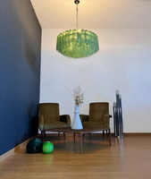 Suspension Vintage Italienne ModernGrand Lustre Vert en Verre de Murano