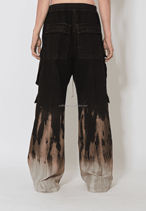 Pantalones Cargo Jumbo de Algodón 100% con Ojales, Pierna Ancha, Largos y Rectos, con Estampado de Llamas Solares, Negros, para Hombre, de Pierna Ancha y Entrepierna Baja - Product Image 4