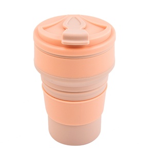 Vente en gros de tasses à café en silicone pliables résistantes aux hautes températures avec couvercle, tasse à eau portable réutilisable pour les voyages et le camping - Product Image 2