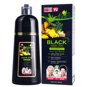 Tinte para el Cabello al por Mayor, 500 ml, a Base de Hierbas de Jengibre, 4 en 1, Sin Amoníaco, Champú Natural para Teñir el Cabello de Negro - Product Image 1